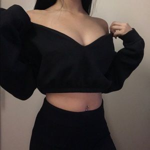 Black off the shoulder crop top